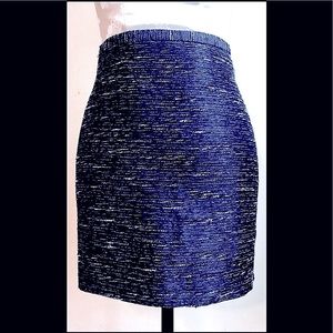 Cobalt Blue & Metallic Silver Marled Stripe Fit Mini Skirt: High Waist, Sz. 4